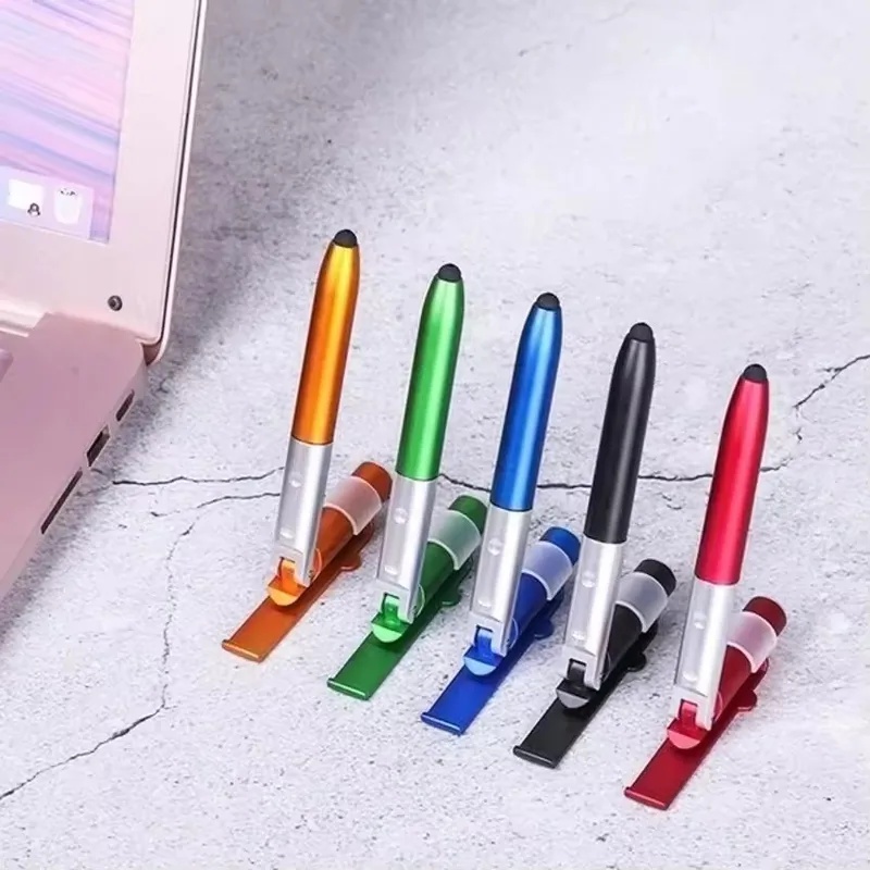 School Supplies - 4-in-1 Multifunktions-Kugelschreiber mit LED-Licht, faltbarem Telefonhalter,